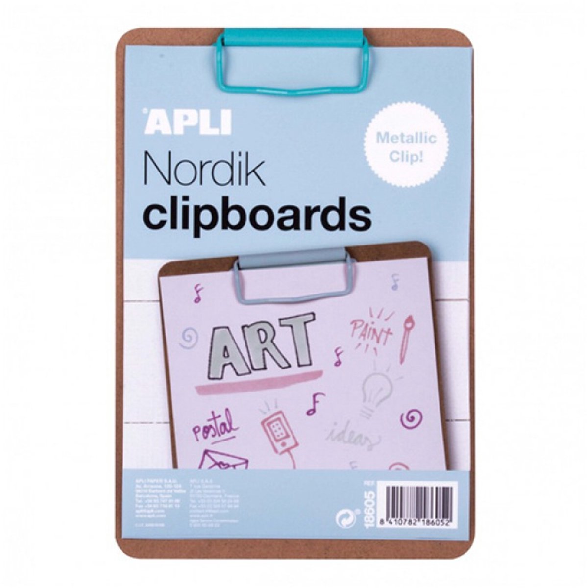 APLI Kids klembord hout A5 blauw - stevig schrijfplankje voor kinderen.