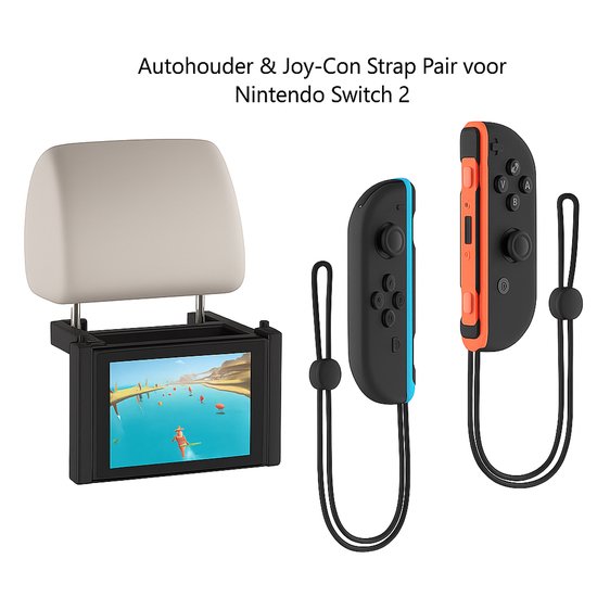 PlayCool Nintendo Switch 2 Bundel – Autohouder & en Joy-Con Strap Pair – 2-in-1 Set voor Reizen en Thuisgebruik