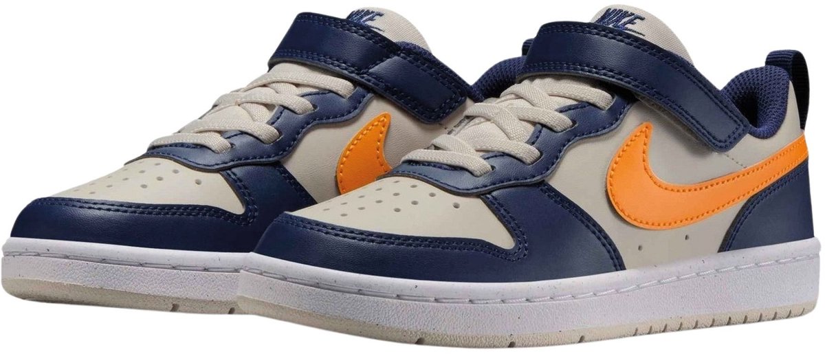 off white - donkerblauw - oranje