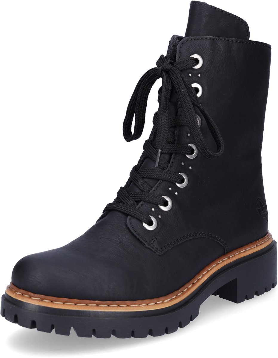 Rieker dames bikerboots enkellaars 72612-00 zwart