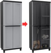 DailySupplies® Tuinkast - Tuinkist - Tuinkasten voor Buiten - Tuinberging - Kunststof - Zwart met Grijs