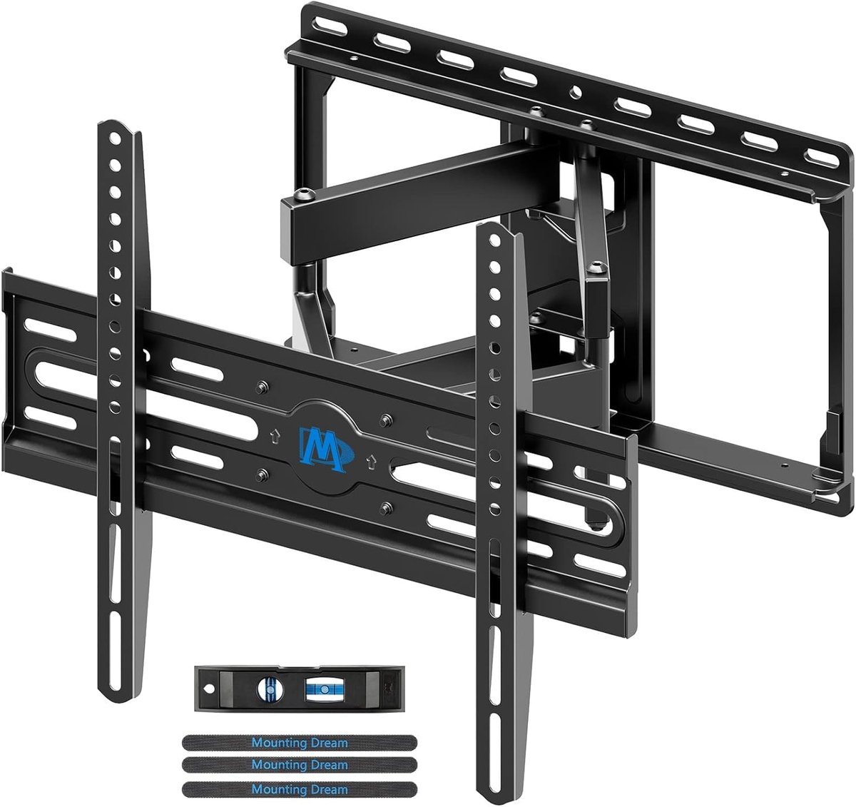 Montage Dream TV-muurbeugel Draaibare kantelbare tv-muurbeugel met dubbele arm voor de meeste 26-65 inch LED-, LCD-, OLED- en plasma-tv's met VESA 75x75-400x400 mm tot 45 kg