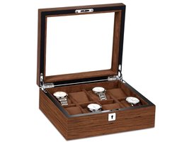 RoYiio Watch Box 8 Horloge Opbergdoos, Horlogedoos met Glazen Deksel, Horlogedoos met 8 Verwijderbare Horlogehouders, Premium Horlogekast Display Opbergorganizer Horlogekast Heren Meisjes Cadeau
