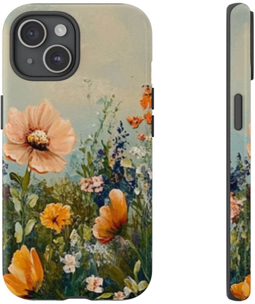 Schildering van Wildbloemenveld – Telefoonhoesje Geschikt voor iPhone 15