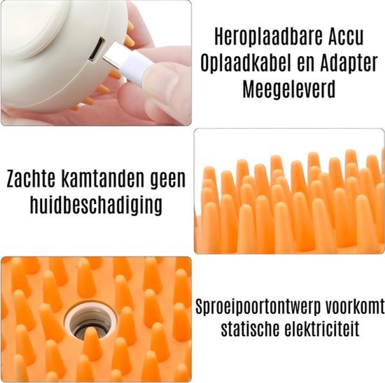 3 In1 Cat Stoomborstel - One-Touch Spray Huisdier Ontharing Tool 360 ° Draaibaar Handvat Kat Borstel Met Stoom Siliconen Massage Kam Kattenborstel Voor Vergieten Multifunctionele Hond Haar Borstel
