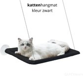 Kattenmand - Kattenhangmat - Zwart - Hangmat kat - Katten mand Raam - Kattenbed - Kattenkussen - Ligmat voor het venster - tot 15kg - 55 x 35x 2,5 cm – Zomer – Kattenligmat - Kattenmand raam - Katten