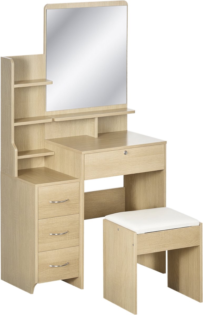 HOMCOM Kaptafelset - Spaanplaat - 80x38x143cm - Natuurlijk hout
