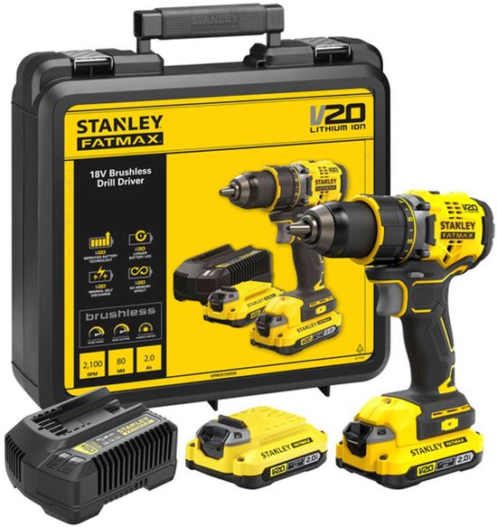 Stanley SFMCD720D2K FATMAX® V20 Accu Schroefboormachine 18V 2.0Ah in koffer