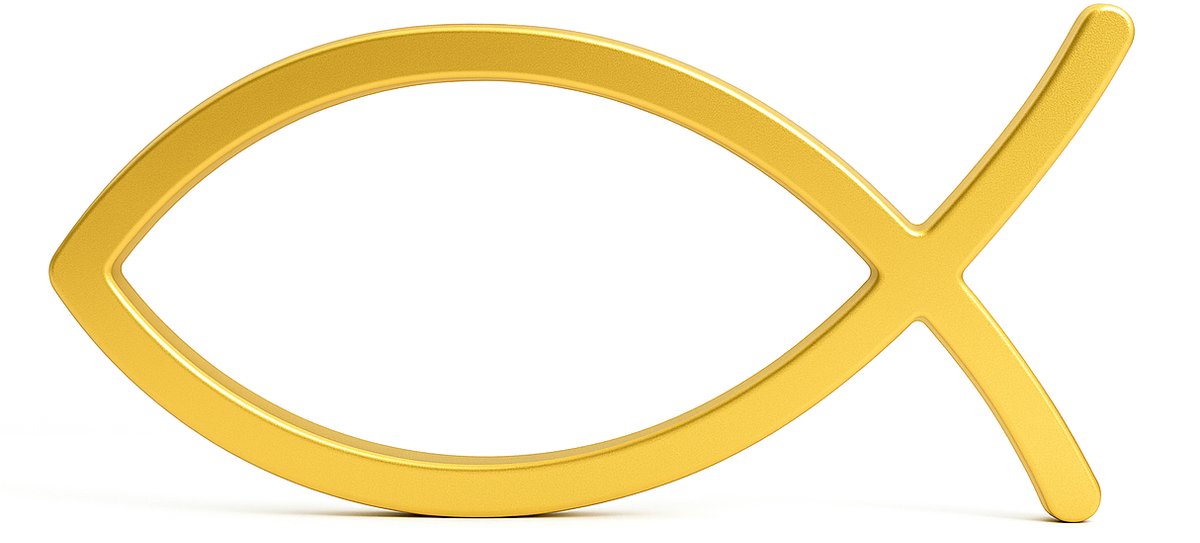 Ichthus-vis - decoratie - goudkleurig - 20 cm breed