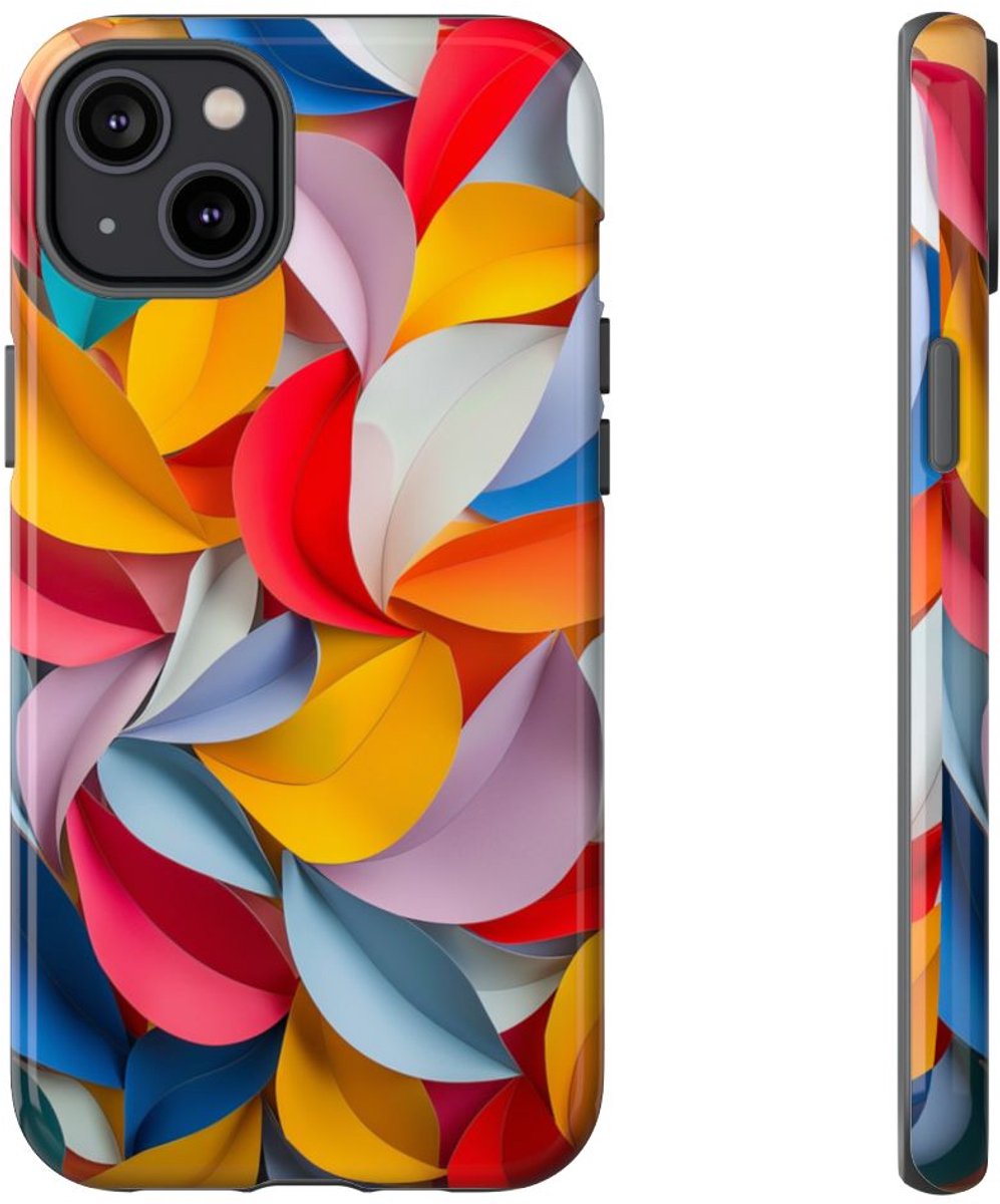 Kleurrijk Papieren Bladpatroon – Telefoonhoesje Geschikt voor iPhone 14 Plus