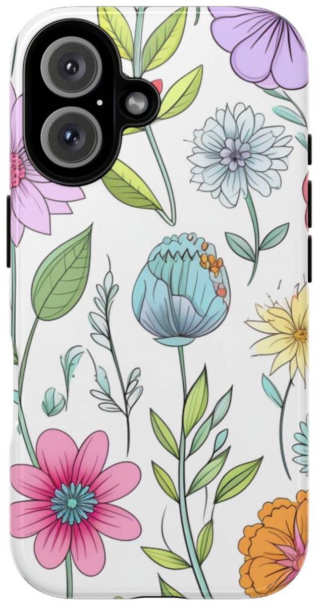Kleurrijk Bloemenpatroon – Telefoonhoesje Geschikt voor iPhone 16