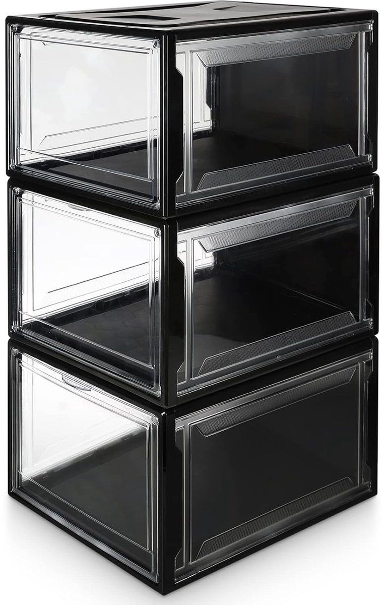 Stevige Schoenendoos - Stapelbaar en Transparant - Set van 3 - Polypropyleen - 37x25,5x20 cm