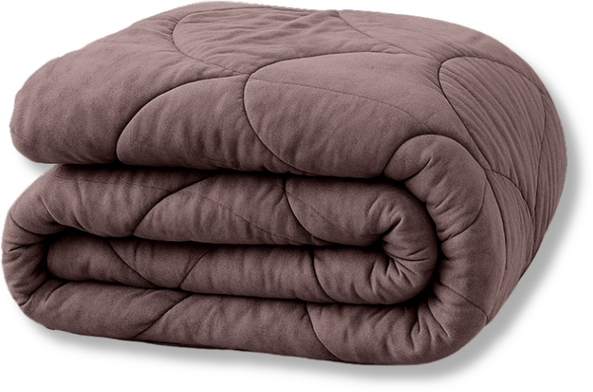 Y-NOT- Velvetbed Taupe / Brown 200x200 - Dekbed Zonder Overtrek - Velvet Dekbed - Wasbaar Hoesloos Dekbed - 30 dagen proefslapen - Bedrukt dekbed - Dekbed met vaste overtrek - All year winterdekbed & zomerdekbed