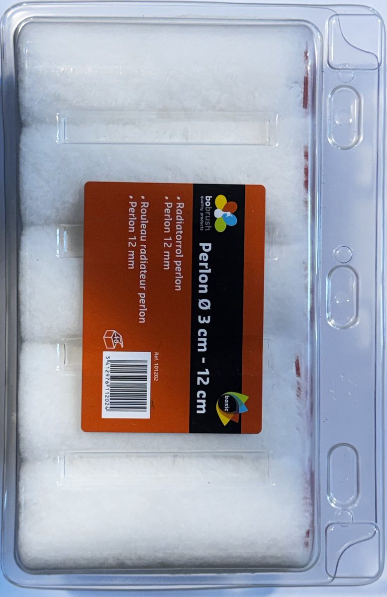 Radiatorrol perlon 12cm, diameter 3cm, poolhoogte 12mm , 10st