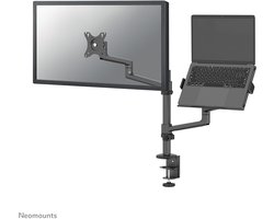 Neomounts NEXT Lite DS20-425BL2 Monitorarm 1 scherm met laptophouder - 17-27" - 0-8 kg - ruimtebesparend T-Rex model - 100% plasticvrije verpakking - universeel - zwart