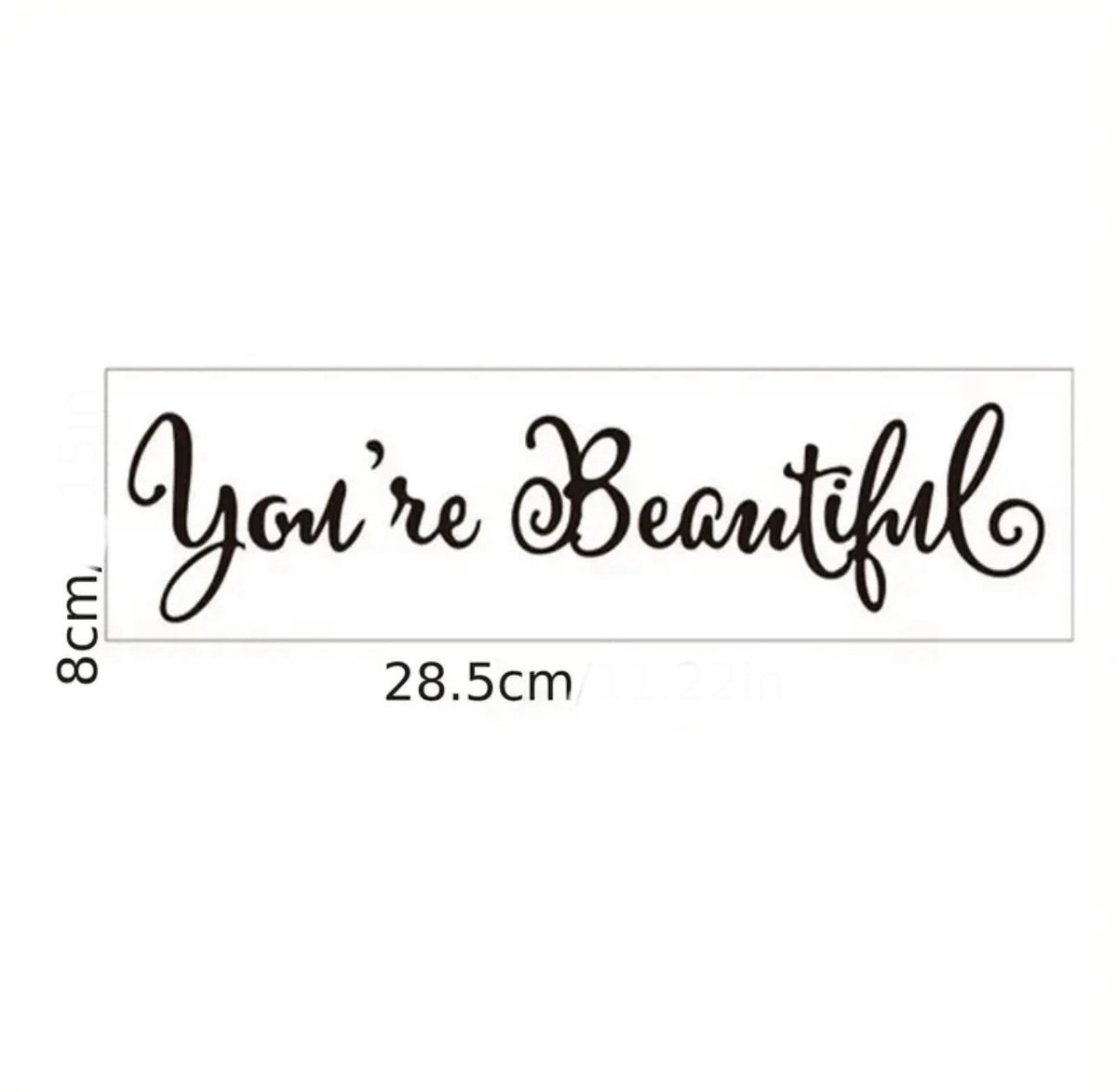 GoedeDoelen.Shop | Sticker You're Beautiful | Motivatie Tekst | Afmeting 28,5 x 8 CM | Je Bent Mooi | Wandsticker | Spiegelsticker | Bumpersticker | Autosticker | Mental Health | Sticker | Cadeau