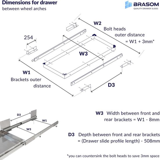 Set de glissières de tiroir + supports de tiroir 30 cm 12" entièrement extensibles et capacité de charge de 250 kg 2 pièces. glissières de tiroir de camping-car robustes 300 mm 12 pouces support de tiroir en aluminium à angle droit