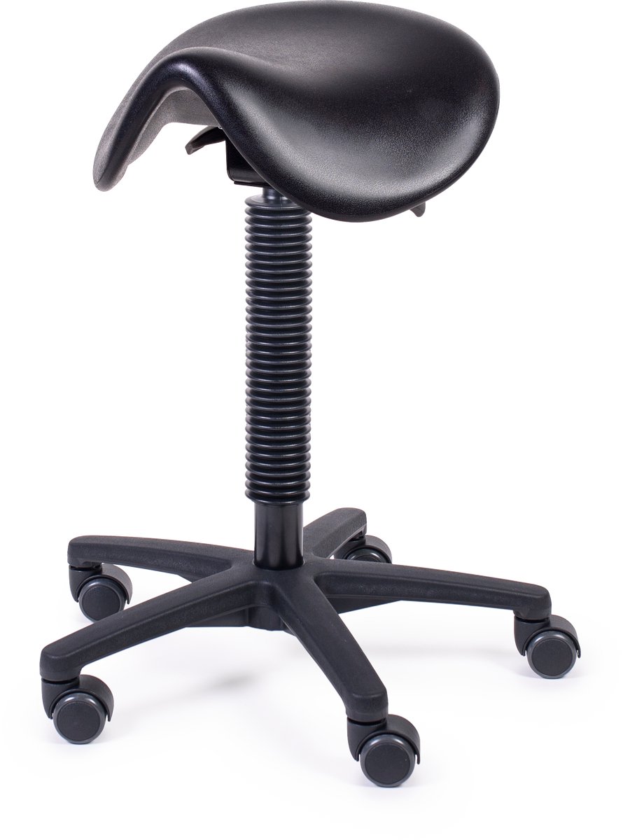 MTM zadelkruk HERTHA 200-N - zwarte pur zitting - kunststof kruisvoet - wielen - ergonomisch - 50/70 cm