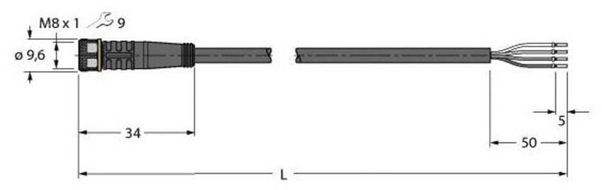 Turck 6625553 Sensor/actuator aansluitkabel Aantal polen (sensoren): 4 2 m 1 stuk(s)