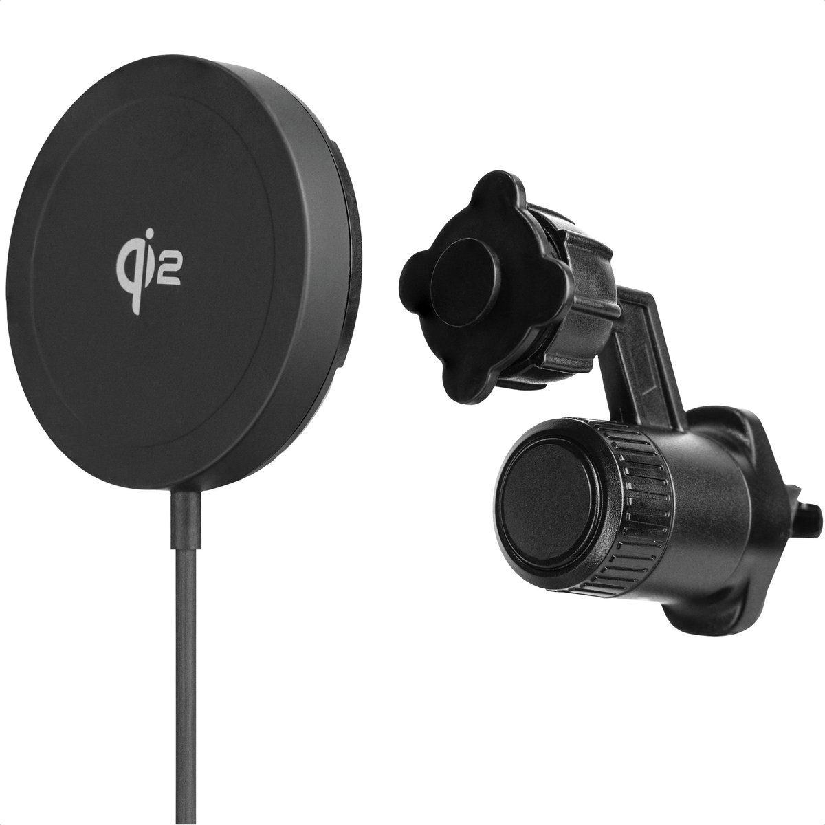 Aqiila Draadloze oplader Qi2 met Car mount, 15W Wireless Charger MagSafe Compatibel , 3-in-1, Sterke Magneet 1000gf, Powerbird Zwart