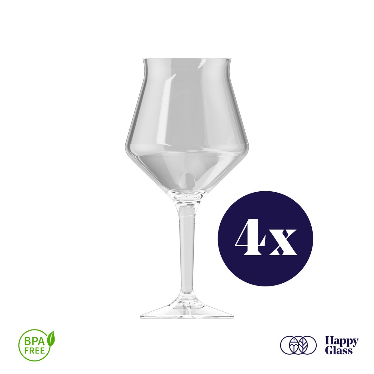 HappyGlass The Baron - Set van 4 kunststof speciaal bierglazen - 40cl - Transparant - BPA-vrij Tritan