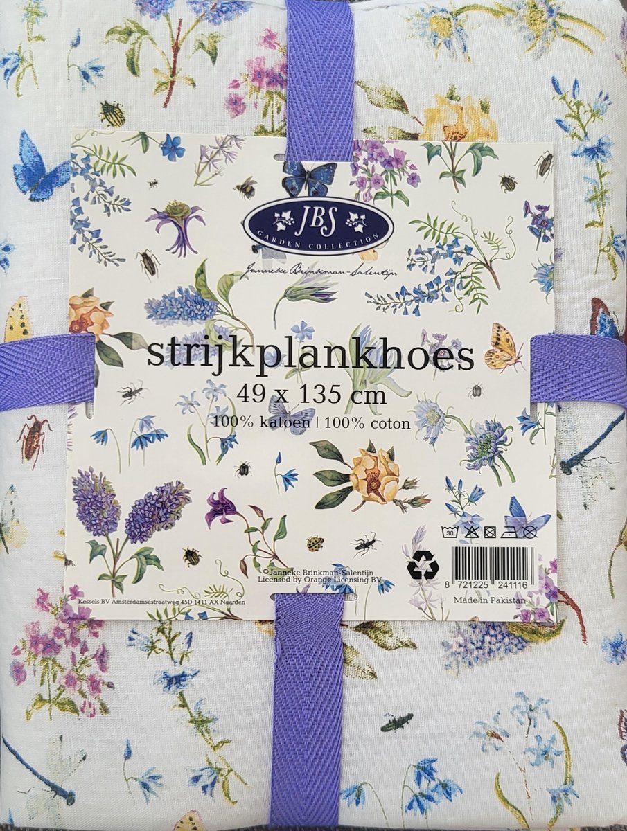 Strijkplankhoes Janneke Brinkman lila 49x135 cm - Bloemen en vlinders