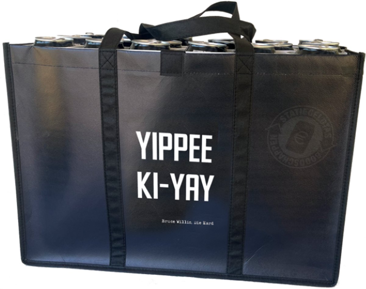 Yippee Ki-Yay – Combiset Statiegeldtas - boodschappentas + 2 koelementen met uniek ontwerp – met handig klittebandsysteem