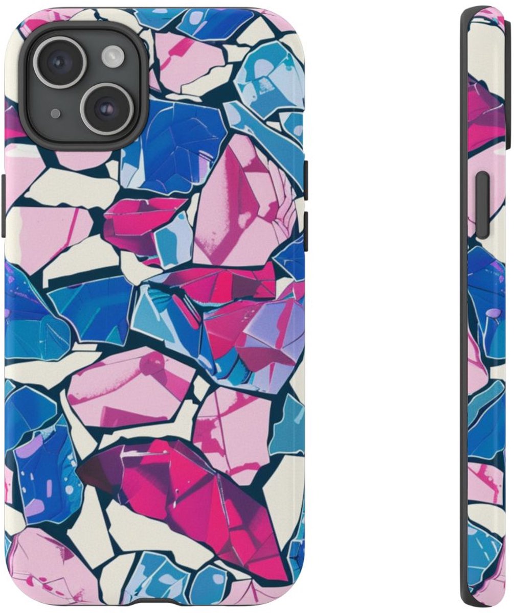 Kleurrijk Kristalpatroon – Telefoonhoesje Geschikt voor iPhone 15 Plus