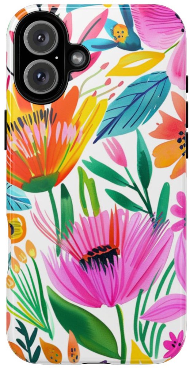 Vrolijk Waterverf Bloemenpatroon – Telefoonhoesje Geschikt voor iPhone 16 Plus