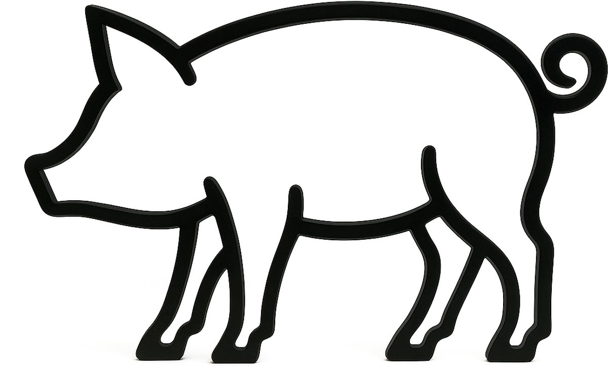Varkenbeeldje - zwart - 20 cm breed