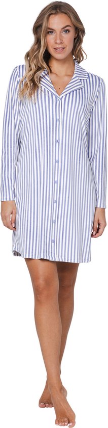 Pastunette - Blue Fog - Chemise de nuit - Boutonnée - Flanelle polaire - Taille 40