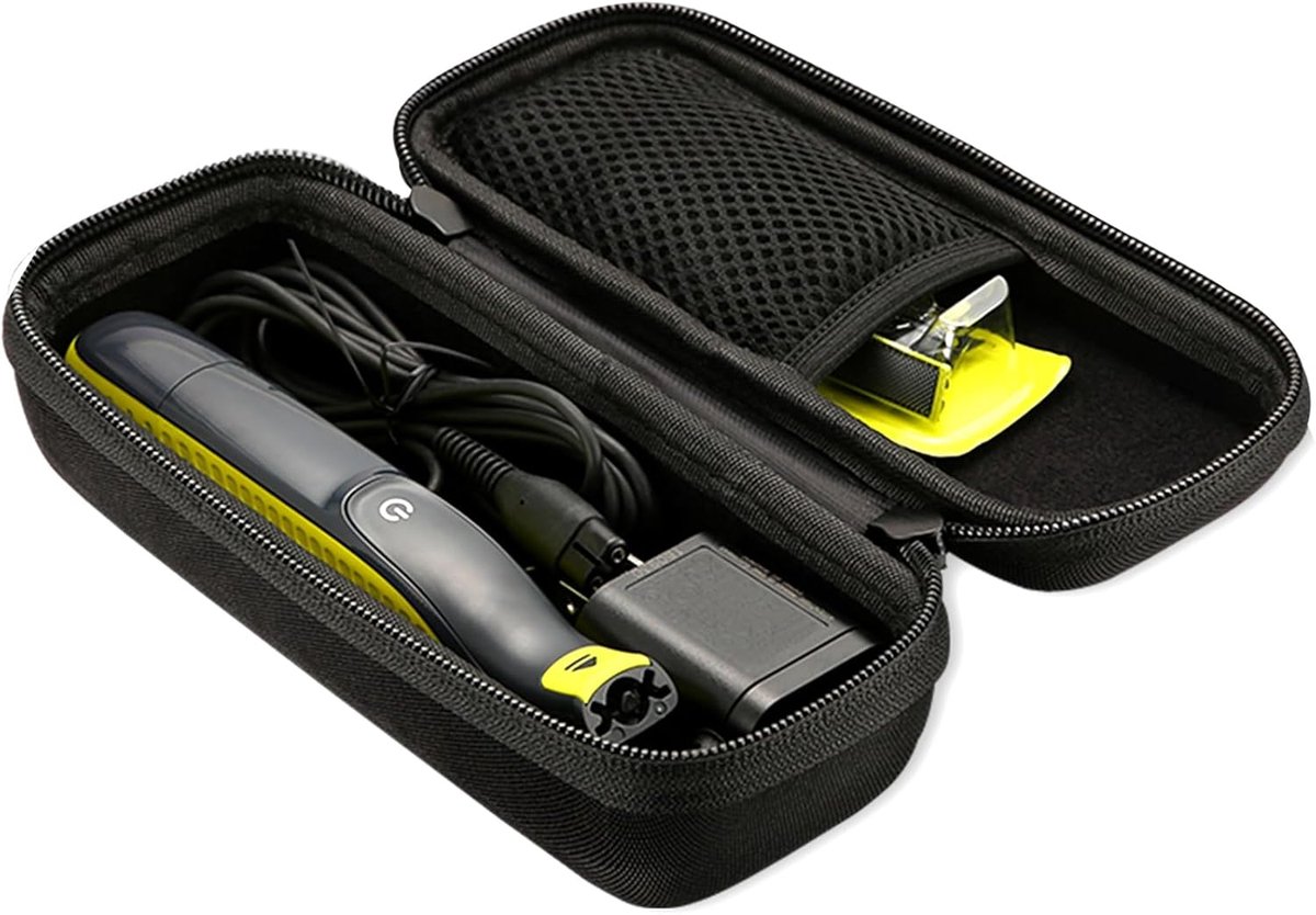Schokbestendige Reisetui Geschikt voor Philips OneBlade en Pro Modellen - Duurzame Organizer voor Elektrische Trimmers en Scheerapparaten - Geschikt voor QP2520/QP2530/QP2620/QP2630 - Compact en Reishandig -Zwart -18.3x8x6cm