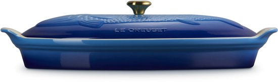Le Creuset - Heritage - Ovenschaal 'Vis -' in Aardewerk Azure - Ovaal - 34cm