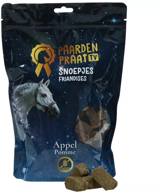 Paardenpraat TV Paardensnoepjes - Graanvrije Paardensnack - Paardenverzorging - Appel Paardenpraat TV Paardensnoepjes - Graanvrije Paardensnack - Paardenverzorging - Appel