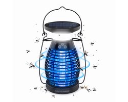 Vulpes Goods® Verjager - Muggenlamp PRO - Elektrische Insectendoder - Vliegenlamp - Insectenlamp - UV stand & Nachtlamp - Ophangbaar - Oplaadbaar & Zonne-energie - Waterdicht - Incl. opvangbak & schoonmaakborstel