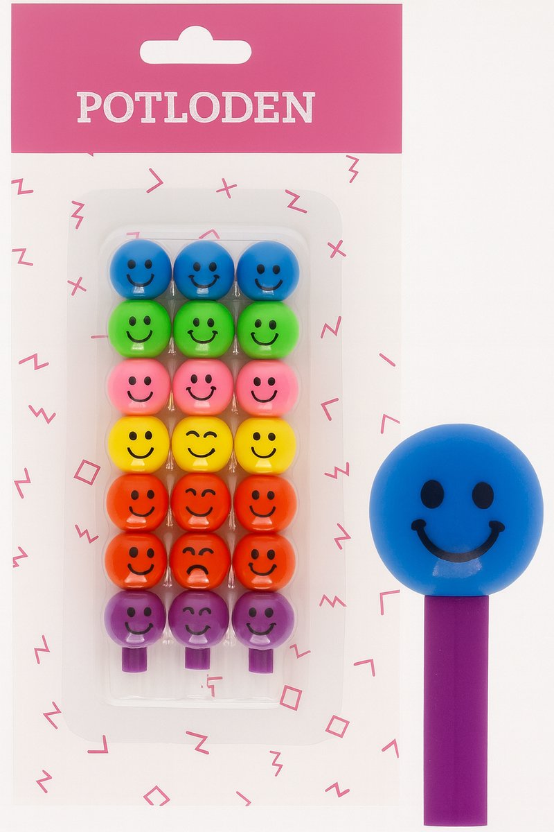Potlood 3 stuks stapelbaar - smiley - emoji potloden - kantoor - wonen -