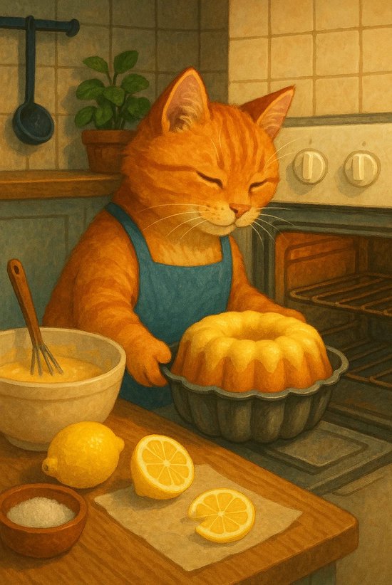 Affiche Gâteau Chat - Posters Animaux - Nourriture - Décoration murale Cuisine - Papier 180 grammes - XS6144AZ - Format 30 x 40 cm