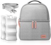 Vulpes Goods® BabyCare - Luxe Koeltas met Koelelementen - Kolftas voor Onderweg - 4in1 - Moedermelk tot 12 uur Koel - Koeltas Kolf - Koeltas Moedermelk - Bewaartas babyvoeding - Handtas|Schoudertas|Rugzak - Premium Grey