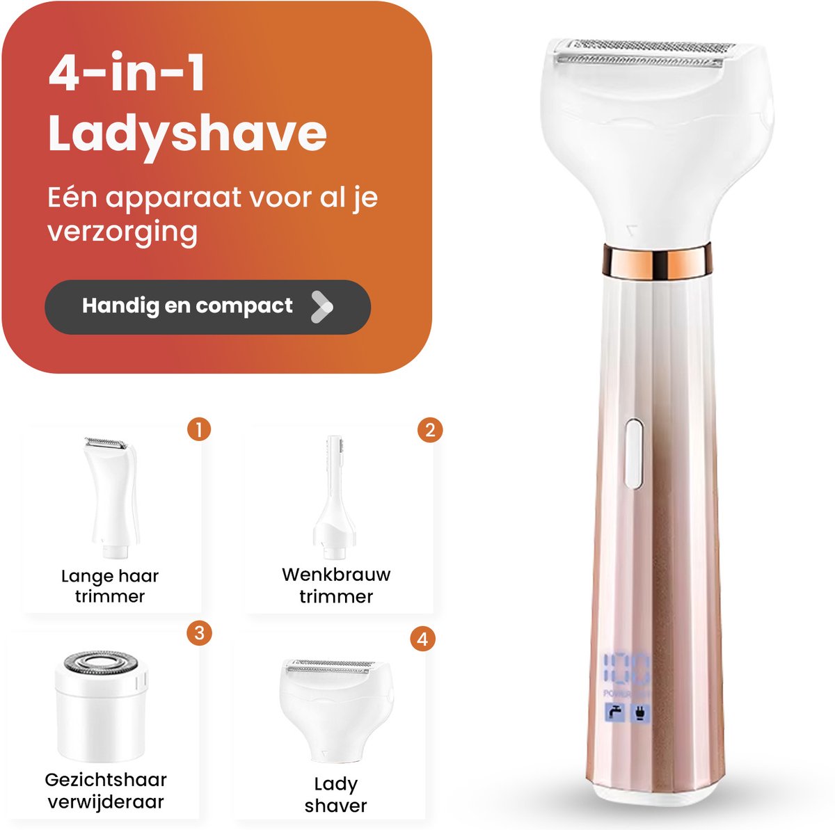 Smart-tech Ladyshave 4-in-1 Voor Vrouwen - Rose Goud thumbnail 2