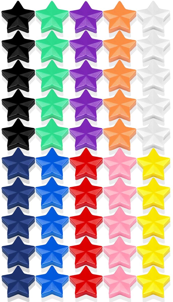 50 Stuks Mini Ster Magneten - Sterke Hechting - 10 Kleuren voor Whiteboard & Koelkast