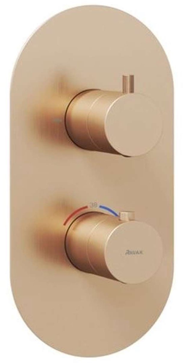 Ravak Espirit - Thermostatische inbouwkraan, voor 2 functies, geborsteld roségoud X070360