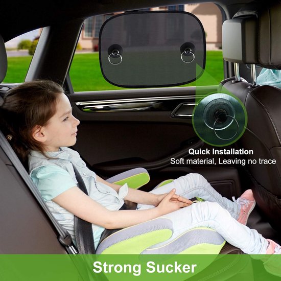 Zonnescherm Auto Baby 36*44cm - 2 Stuks - Zonnescherm Auto - Zonwering Auto - Zonwering Raam - Auto Zonnescherm - Zonnescherm Auto Zijruit - Uv Protectie Voor Baby En Kind - Zonwering Zijruiten - Met Zuignappen En Opbergtas - Zelfklevend - Zwart van Deyooxi — afbeelding 4
