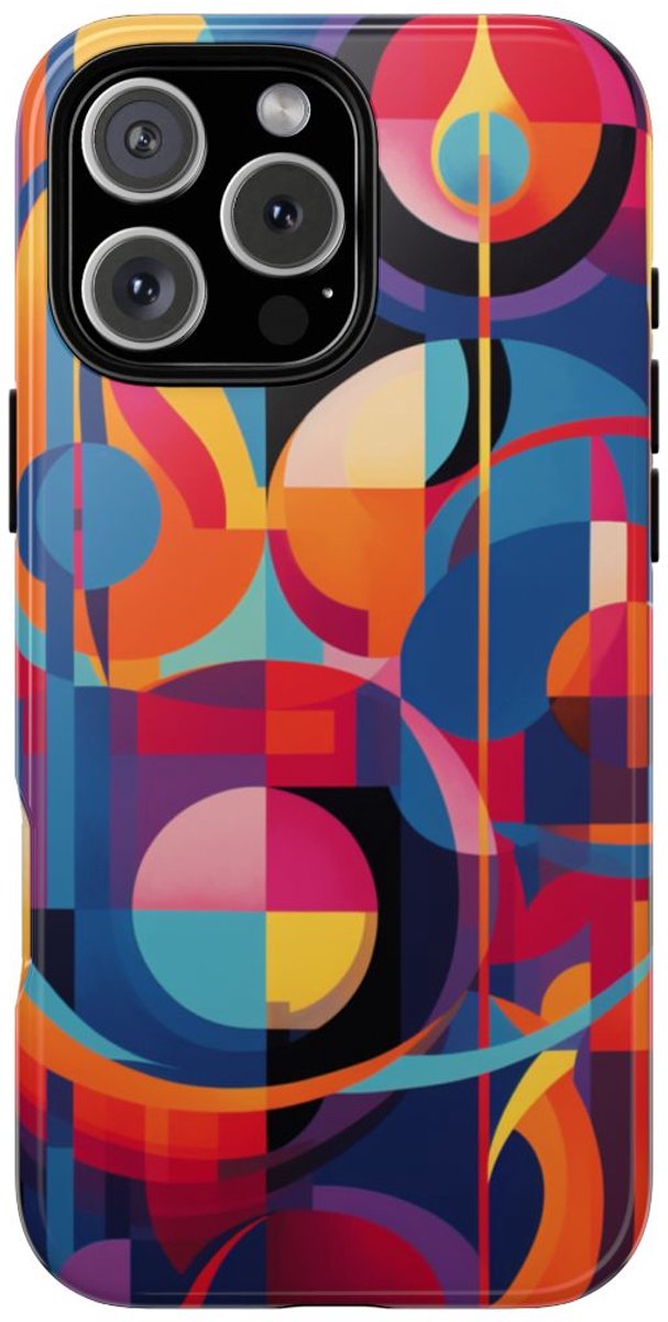 Vrolijke Geometrische Abstracte Kunst – Telefoonhoesje Geschikt voor iPhone 16 Pro Max
