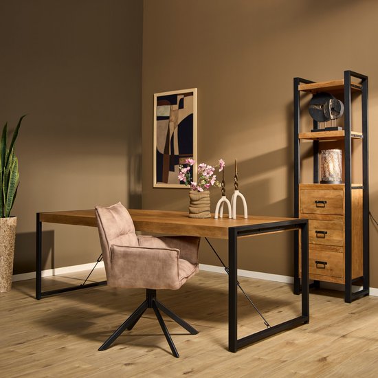 Skraut Home Eettafel 170 Cm Skraut Home Eettafel 170x90 Cm - Industriële Stijl Eik En Zwart - Tafel Voor 8 Personen - Robuuste Familie Tafel Eik En Zwarte Tafel