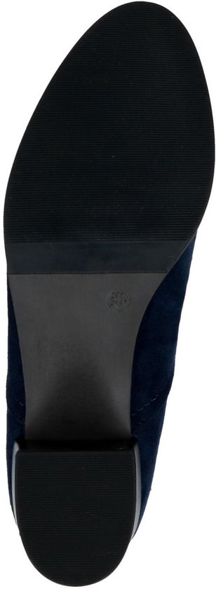 Zool van een donkerblauwe stretch laars.
