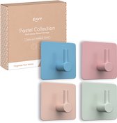 EAVY - Kinderkapstok - Zelfklevende handdoekhaakjes - Pastel Kleuren - Vierkant - RVS - 4 stuks