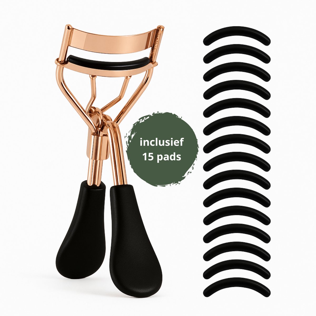 Wimperkruller- Wimperkrultang- Eyelash Curler- Inclusief 15 Pads- Anti Slip- Rosé Goud