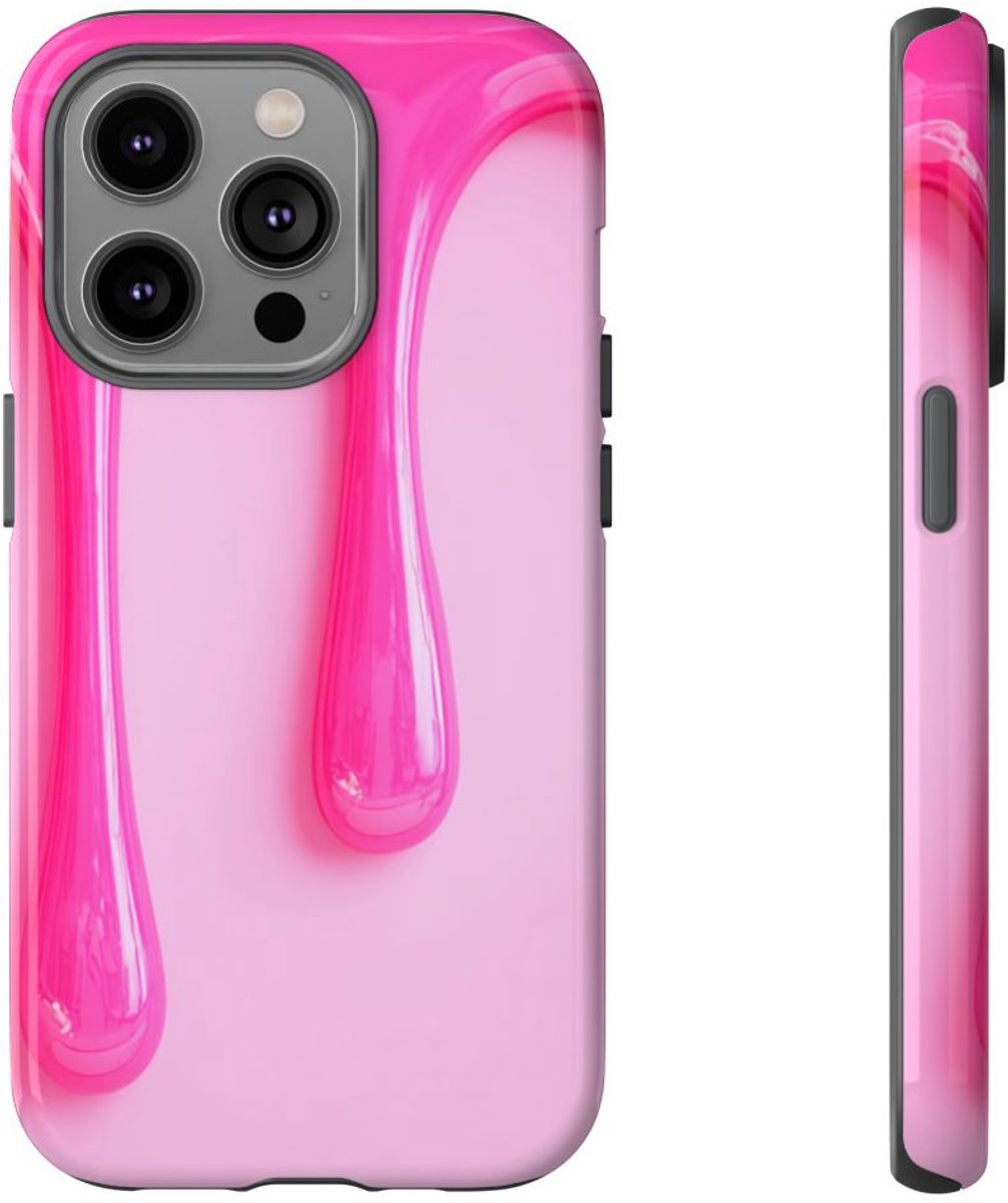 Glanzend Roze Druipend Vloeistofontwerp – Telefoonhoesje Geschikt voor iPhone 14 Pro