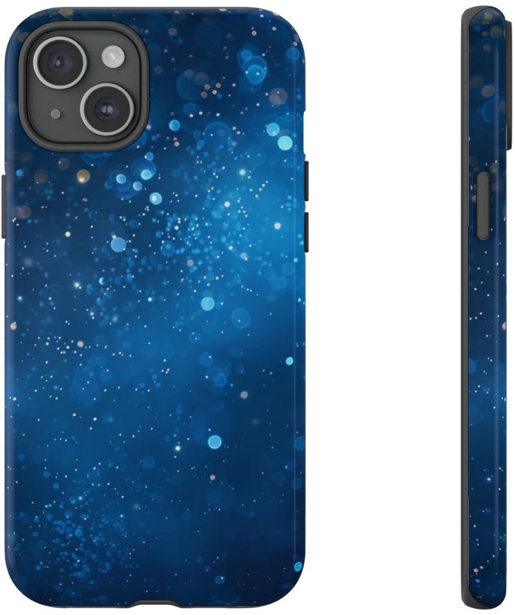 Diepblauwe Sprankelende Lichten – Telefoonhoesje Geschikt voor iPhone 15 Plus