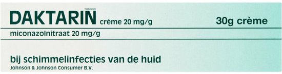 Verpakking Daktarin crème 20 mg/g, 30g crème, bij schimmelinfecties van de huid.